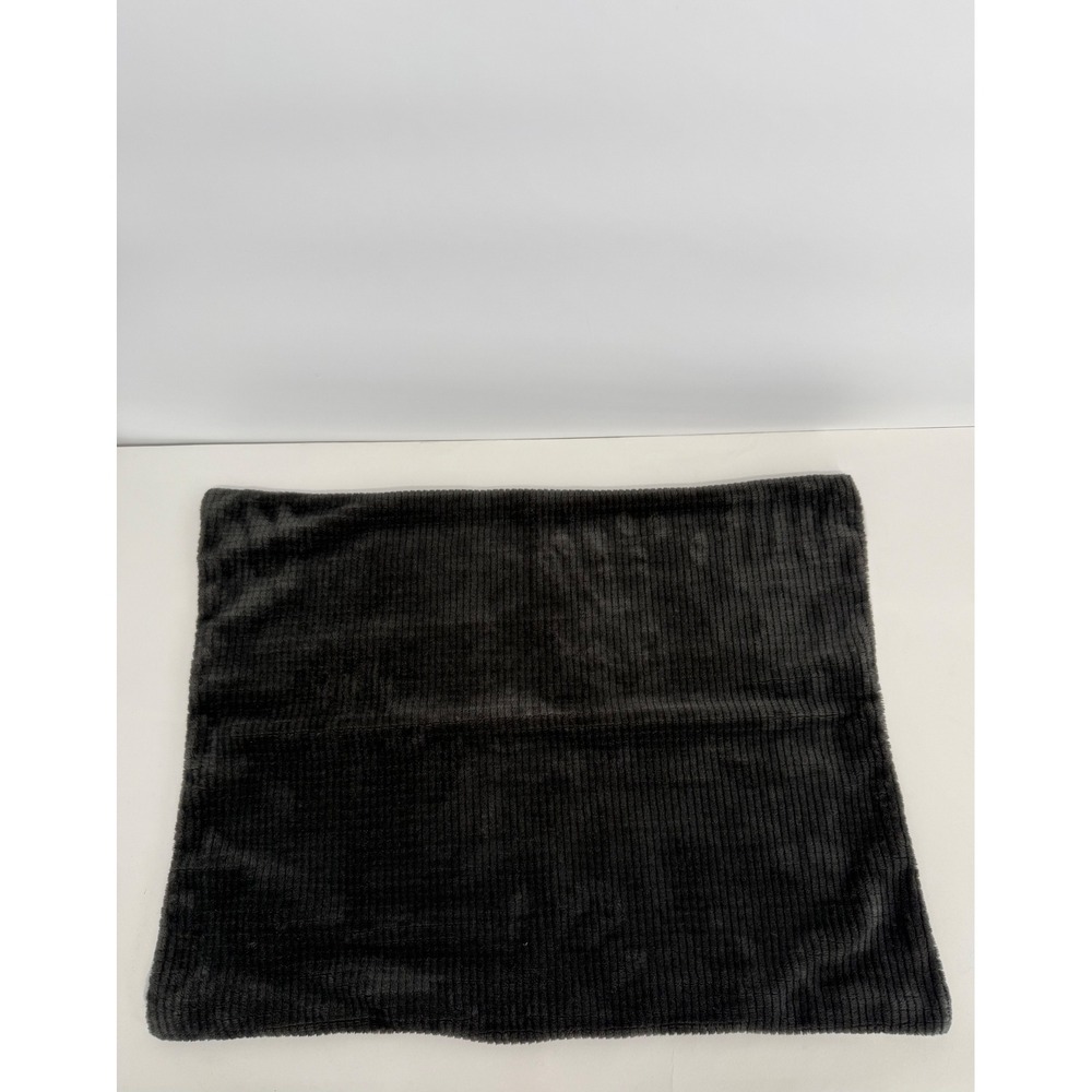 UGG Reversible Ribbed Plush Pillow Cover Charcoal Light Grey Zippered Sham 19x24